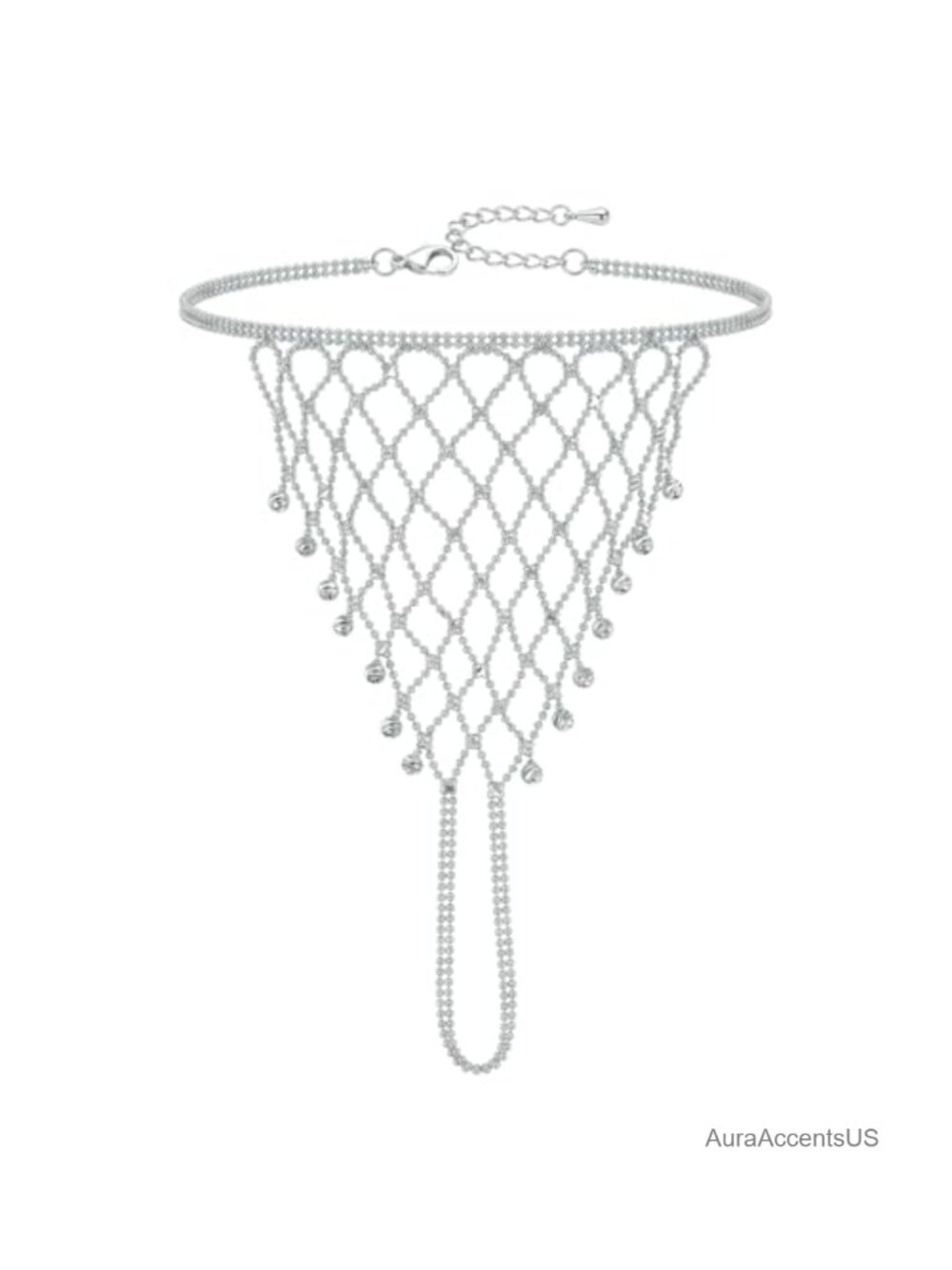 18K Gold Plated Mesh Beaded Hand Chain Harness Bracelet